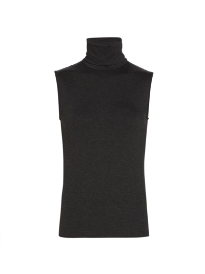 Majestic Soft Touch Sleeveless Turtleneck In Anthracite Chine
