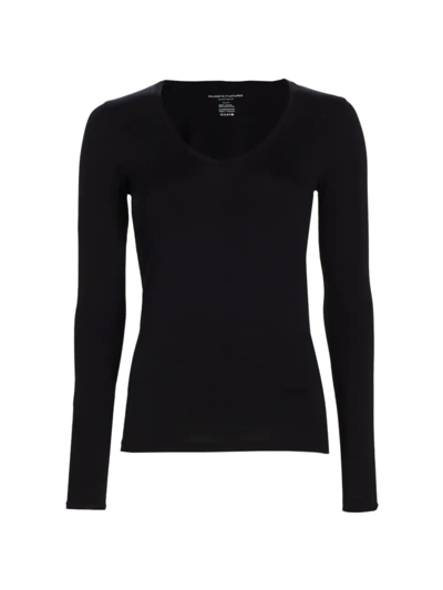 Majestic Soft Touch V-neck Top In Black