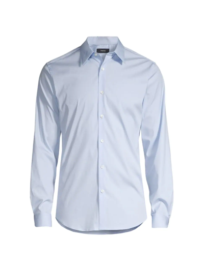 Theory Sylvain Good Cotton Slim Fit Button Down Shirt In Blue