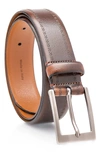Made In Italy Brogue Leather Belt In Brown