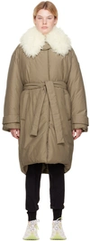 Stella Mccartney Taupe Fff Collar Parka In 2802 Taupe
