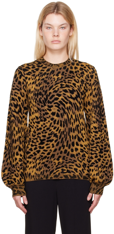 Stella Mccartney Leopard Jacquard-knit Sweater In Brown