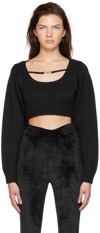 Gcds Lurex Knit Cropped Sweater In 02 Black