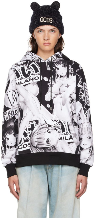 Gcds Black & White Hentai Hoodie In 02 Black