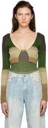 Gcds Mini Gradient Cardigan With Logo Clip In Lurex Woman In Degradè