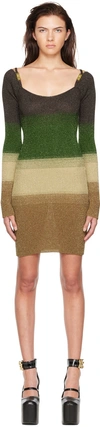 Gcds Ssense Exclusive Brown & Green Minidress In Degradè