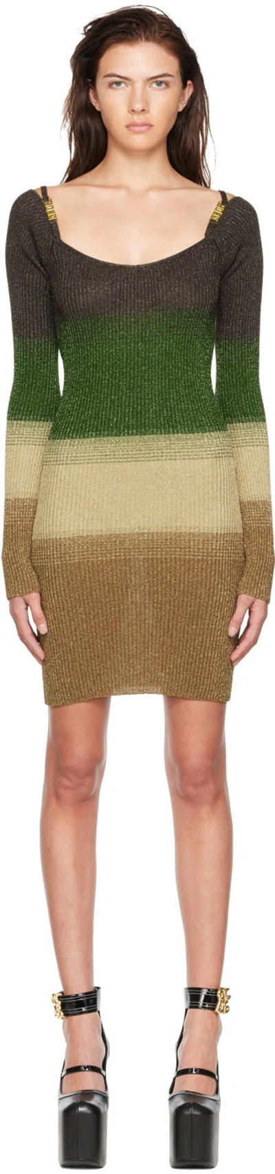 Gcds Ssense Exclusive Brown & Green Minidress In Degradè