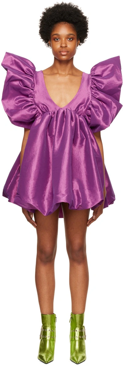 Kika Vargas Purple Adri Minidress In Magenta Taffeta