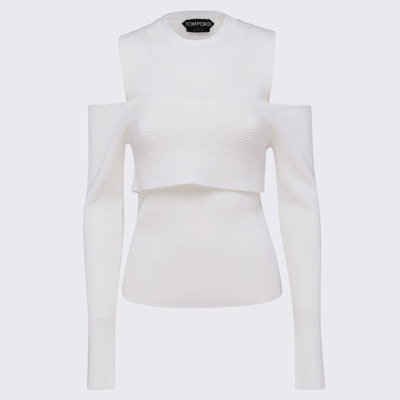 Tom Ford Sleeveless Overlay Knitted Top In Chalk