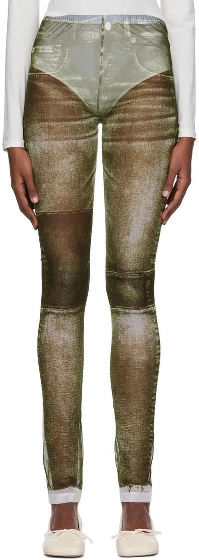 Mm6 Maison Margiela Green Printed Leggings In 001s Khaki