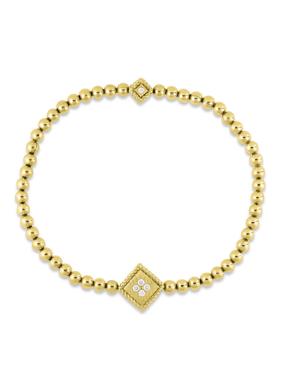 Roberto Coin Palazzo Ducale' Diamond 18k Gold Beaded Bracelet In Yellow Gold