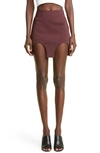 Dion Lee Double Arch Cotton Blend Miniskirt In Oxblood