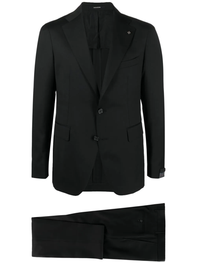 Tagliatore Virgin Wool Single-breasted Suit In Black