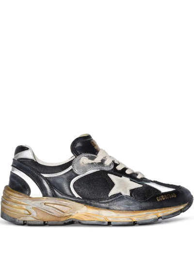 Golden Goose Dad-star In Black And Silver Mesh And Nappa With Ice-gray Star Sneakers