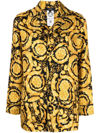 Versace Printed Silk-twill Pajama Shirt In Yellow