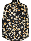 Nanushka Jari Relaxed Fit Long Sleeve Printed Shirt In Black