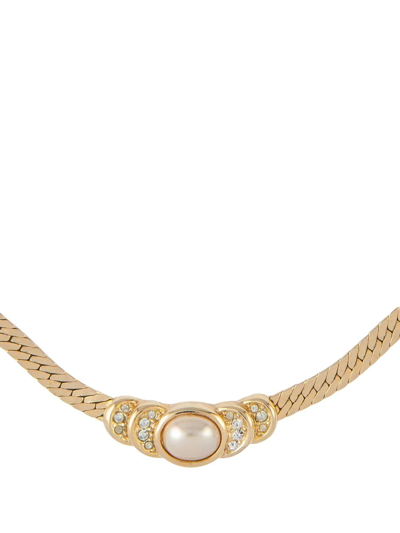 Pre-owned Dior 1980s  Faux-pearl Necklace In Gold