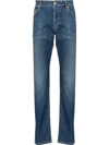 Alexander Mcqueen Alexander Mc Queen Logo-embroidered Straight-leg Jeans In Blue