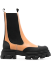 Ganni Panelled Ankle-length Boots In Neutrals