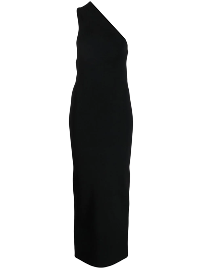 Galvan Persephone One-shoulder Midi Dress In Black