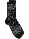 Alanui Bandana-jacquard Cotton-blend Socks In Black
