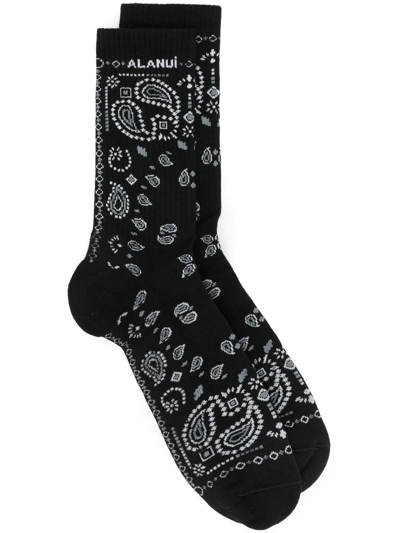 Alanui Bandana-jacquard Cotton-blend Socks In Grey