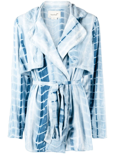 Bambah Tie-dye Trench-style Blouse In Blue