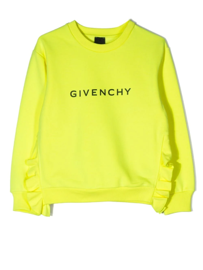 Givenchy Kids' Logo-print Long-sleeve Sweatshirt In Yellow