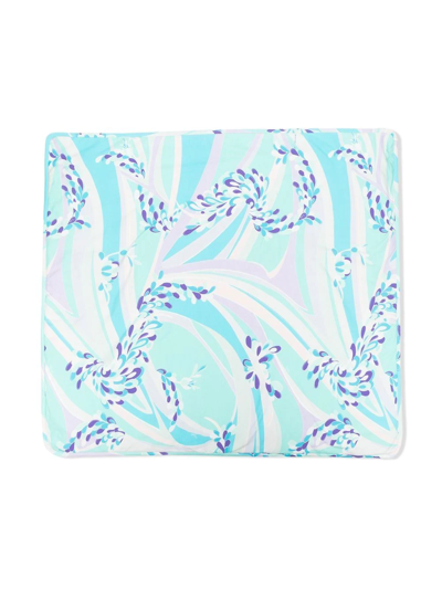 Pucci Junior All-over Graphic-print Blanket In Blue