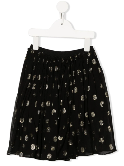 Stella Mccartney Babies' Metallic Polka-dot Print Skirt In Black