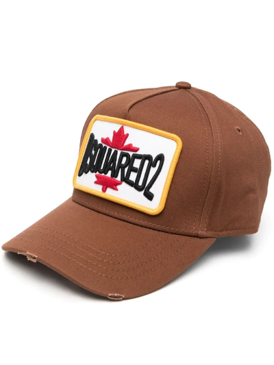 Dsquared2 Logo-patch Baseball Cap In Brown