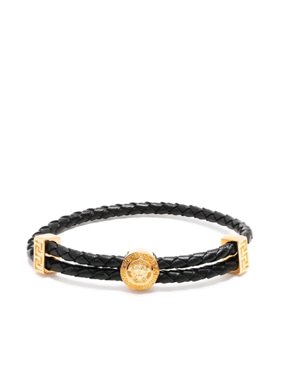 Versace Bracelet Metallo+pelle In Black