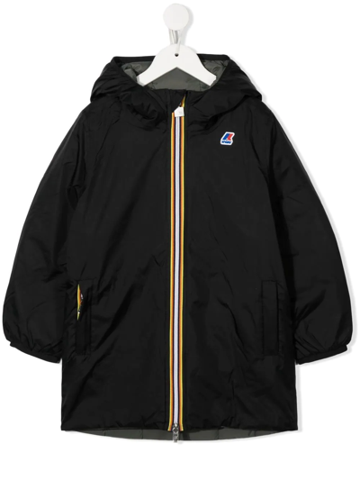 K-way Kids' Logo-patch Reversible Padded Jacket In Black