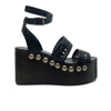 Alaïa 85mm Wooden-heel Wedge Sandals With Vienne Leather Straps And Studs In Black