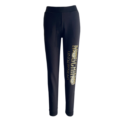 Moschino Underwear Leopard Logo Track Pants In Black