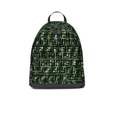 Fendi Ff Monogram Camouflage Backpack In Black
