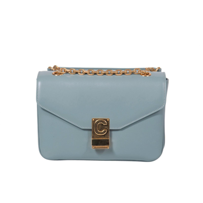 Celine Leather Medium C Shoulder Bag In Blue