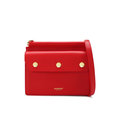 Burberry Title Mini Leather Crossbody Bag In Red