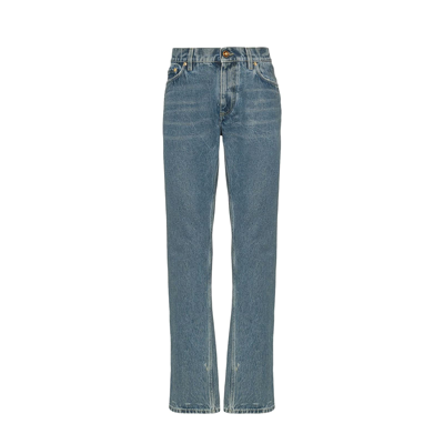 Burberry Distressed Straight Leg Jeans In Grey