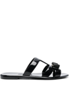 Ferragamo Lilou Vara Plate Flat Slides In Black