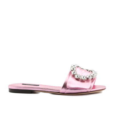 Dolce & Gabbana Crystal Embellished Flats In Pink