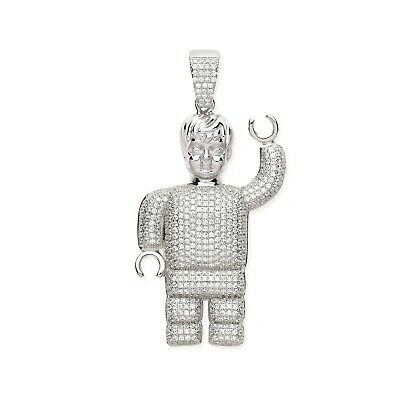 Pre-owned Markenlos Sterling Silber Zirkonia Lego Mann Anhänger