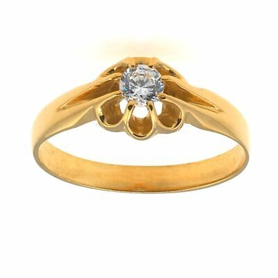 Pre-owned Markenlos 9ct Gelbgold Herren Ring Mit Kubischer Eingestellt