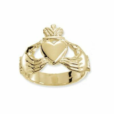 Pre-owned Markenlos 9ct Gelbgold Claddagh Herren Ring Neu