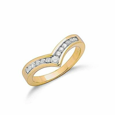 Pre-owned Markenlos 9ct Gelbgold 0.25ct Diamant Gabelbein Ring