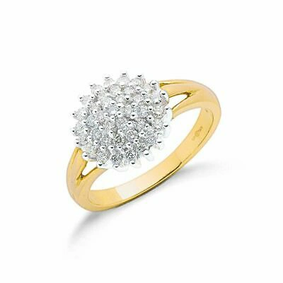 Pre-owned Markenlos 9ct Gelbgold 0.50ctw Diamant Cluster Ring