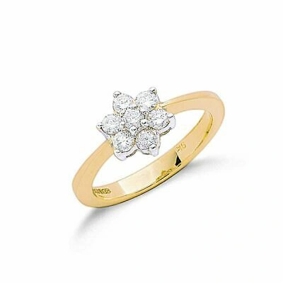 Pre-owned Markenlos 9ct Gelbgold 0.50ctw Diamant Blume / Haufen Ring