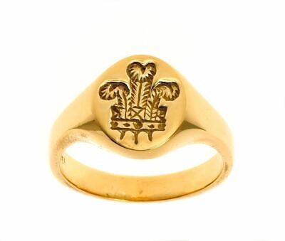 Pre-owned Markenlos 9ct Gelbgold Signet Walisische Ring