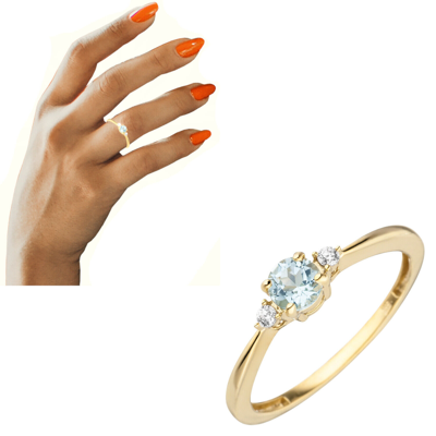 Pre-owned Echtschmuck Edelstein Ring 333 Echt Gold Topas Hellblau Weiss 8 Karat Gr. 50 52 54 56 58 60