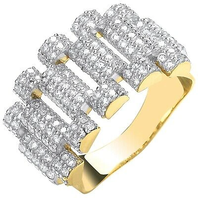 Pre-owned Markenlos 9ct Gelbgold Cubic Zirkonia Funcy Link Ring